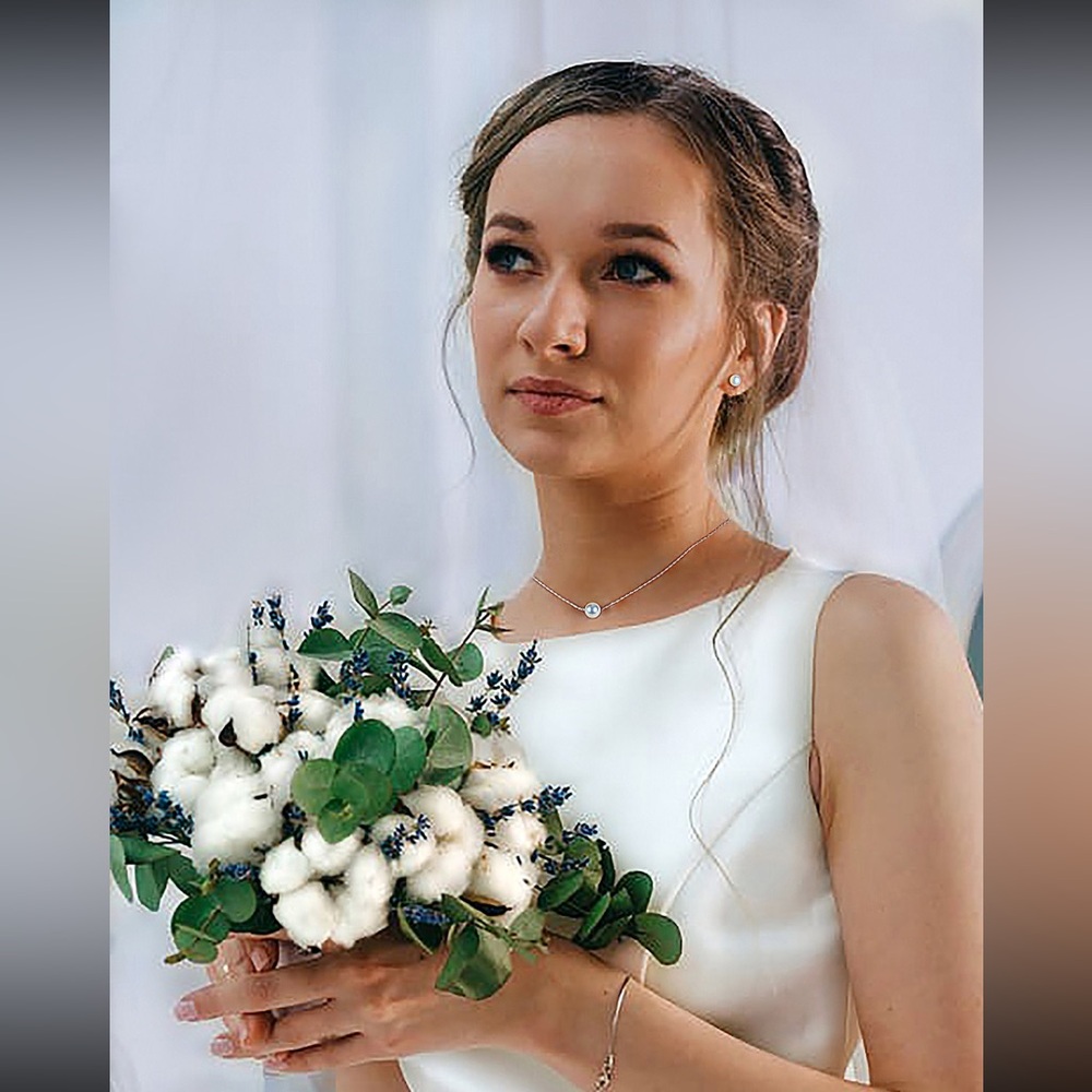 🌸 Floating pearl on gold filled 17” chain bridal wedding gift - Picture 5 of 5